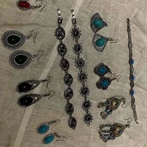 Sterling silver earrings bracelet